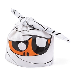 100Pcs Rabbit Shaped Halloween Candy Plastic Bags, Mummy Printed Candy Gift Bags, White, 21.5~22.5x13.6x0.01cm(ABAG-U001-02D)