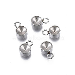 Non-Tarnish 201 Stainless Steel Pendant Rhinestone Settings, Flat Round, Stainless Steel Color, Fit for 5mm Rhinestone,9.5x6x3.5mm, Hole: 2mm(STAS-S057-44D-P)