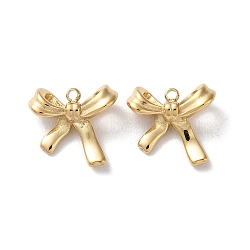 304 Stainless Steel Charms, Bowknot Charms, Real 14K Gold Plated, 13.5x14.5x6mm, Hole: 1.5mm(STAS-L022-395G-02)