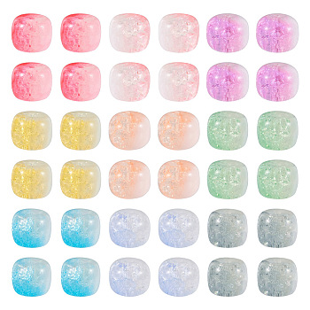180Pcs 9 Colors Two Tone Transparent Crackle Glass Beads Strands, Rondelle, Mixed Color, 10x8mm, Hole: 1.4~1.6mm, 20pcs/color