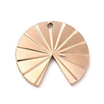 Ion Plating(IP) 304 Stainless Steel Pendants, Fan Charm, Rose Gold, 25x23.5x2mm, Hole: 1.6mm