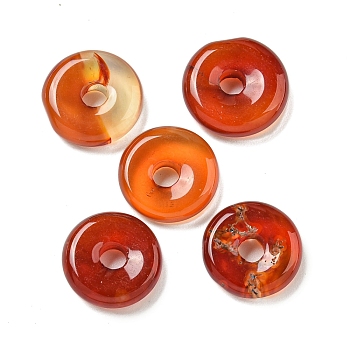 Natural Carnelian Donut/Pi Disc Charms, 12~13x3~4mm, Hole: 3mm