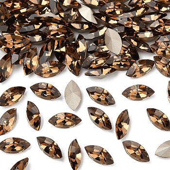 Preciosa&reg MAXIMA Crystal Fancy Stones, Czech Crystal, 435 14 615 Navette(Horse Eye), Dura Foiling, 10220 Smoked Topaz, 10x5mm