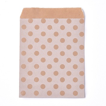 Kraft Paper Bags, No Handles, Food Storage Bags, BurlyWood, Polka Dot Pattern, 18x13cm