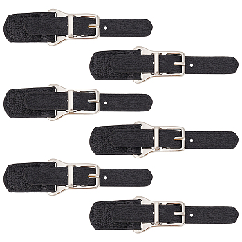 6 Sets PU Imitation Leather Sew on Toggle Buckles, Tab Closures, Cloak Clasp Fasteners, with Zinc Alloy & Iron Center Bar Buckles, Platinum, 10~13.5x1.4~3x0.6cm