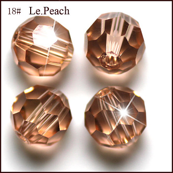 Imitation Austrian Crystal Beads, Grade AAA, K9 Glass, Faceted(32 Facets), Round, PeachPuff, 6mm, Hole: 0.7~0.9mm