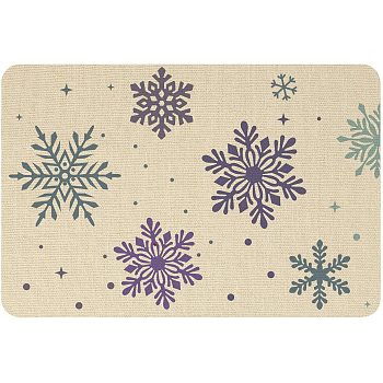 Linen and Rubber Ground Mat, Rectangle, Wheat, Snowflake Pattern, 40x60cm