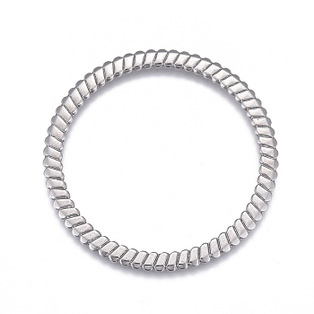 304 Stainless Steel Linking Rings, Laser Cut, Textured, Round Ring, Stainless Steel Color, 35.5x1mm, Inner Diameter: 29.5mm