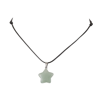 Natural Green Aventurine  Pendant Necklaces, with Waxed Polyester Cord, Star, 25.39 inch(64.5cm)