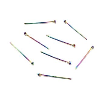 Ion Plating(IP) 304 Stainless Steel Ball Head Pins, Rainbow Color, 20x0.6mm, 22 Gauge, Head: 1.7mm