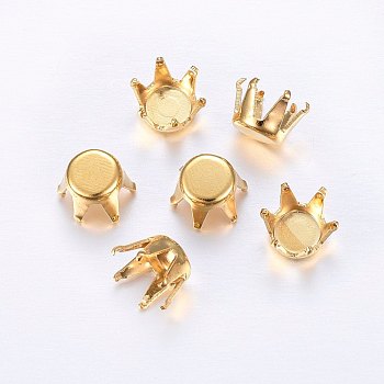 201 Stainless Steel Rhinestone Claw Settings, Golden, 8x6mm, Tray: 7.5mm