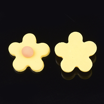 Handmade Polymer Clay Cabochons, Flower, Gold, 24x24x8.5mm