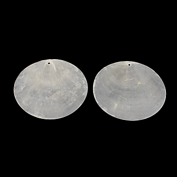 Flat Round Capiz Shell Big Pendants, WhiteSmoke, 60x1mm, Hole: 2mm