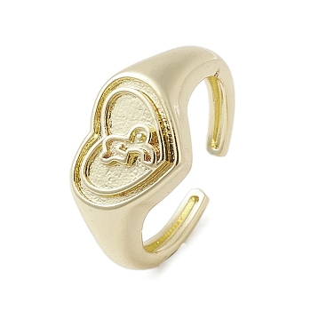 Brass Adjustable Open Rings, Heart, Capricorn, US Size 7 3/4(17.9mm)