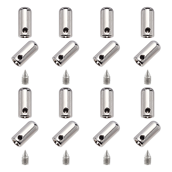 Zinc Alloy End Caps, Column, Platinum, 13x5.5mm, Hole: 2mm, Inner Diameter: 3.5mm, 30 sets