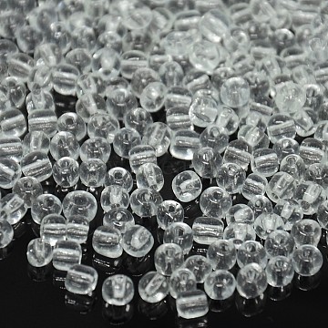 Glass Seed Beads Transparent Round White 6 0 4mm Hole 1 5mm About 4500 Beads Pound