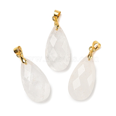 Golden Teardrop Quartz Crystal Pendants