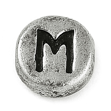 Antique Silver Black Letter M Sterling Silver Beads