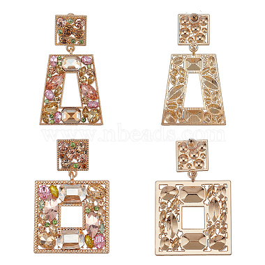2 Pairs 2 Style Rhinestone Rectangle & Trapezoid Dangle Stud Earrings(EJEW-AN0001-16)-3
