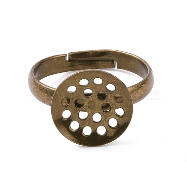 DIY Antique Bronze Adjustable Brass Sieve Ring Bases(X-EC163-3NFAB)-2