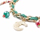 Christmas Candy Cane & Reindeer & Moon Alloy Charm Bracelet with Glass Beads(BJEW-TA00090-01)-5
