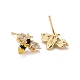 Aretes de abeja con circonitas cúbicas transparentes y esmalte(EJEW-G288-24G)-2