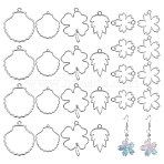 24Pcs 6 Styles Alloy Hollow Geometric Open Back Bezel Pendants, Mixed Shapes, Platinum, 29~45.5x23.5~39.5x2.5~3.5mm, Hole: 1.3~2.5mm, Inner Diameter: 14.5~34.5x21~36.5mm, 4pcs/style(FIND-CA0010-76A)