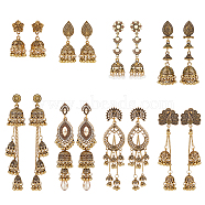 8 Pairs 8 Style Zinc Alloy Dangle Stud Earrings for Women, Antique Golden, 43~115mm, Pin: 0.6~1mm, 1 pair/style(EJEW-AN0003-16)