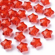Transparent Acrylic Beads, Bead in Bead, Faceted, Star, Red, 14x15x8.5mm, Hole: 2mm(X-TACR-S152-02A-712)