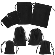 40Pcs 4 Style Rectangle Velvet Pouches, Candy Gift Bags Christmas Party Wedding Favors Bags, Black, 7~15x5~12cm, 10pcs/style(TP-CN0001-02)