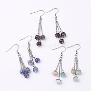 Natural Gemstone Dangle Earrings, with Stainless Steel Earring Hooks, 64mm, Pin: 0.8mm(EJEW-JE02242)