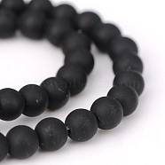 Frosted Natural Black Agate Round Beads Strands, Dyed & Heated, 6mm, Hole: 1mm, about 69pcs/strand, 15.1 inch(G-N0151-11-6mm)