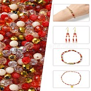 Mixed Styles Glass Beads, Faceted, Round, Red, 4x4mm,Hole:0.70mm, about 500pcs/set(GLAA-YWC0004-01D)