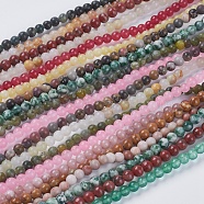 Natural Mixed Gemstone and Dyed Jade Beads Strands, Round, Mixed Color, 4mm, Hole: 1mm, about 95pcs/strand, 15.5 inch(G-G151-4mm-M2)