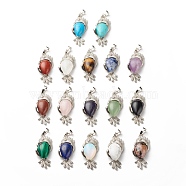 Natural & Synthetic Gemstone Pendants, with Platinum Tone Brass Findings, Cadmium Free & Lead Free, Bird, Mixed Dyed and Undyed, 38x16x8mm, Hole: 4.5x8mm(G-G855-02P)