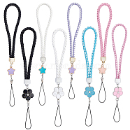 8Pcs 8 Style PU Leather Lanyard Wrist Strap Phone Flower & Star Charms Straps, for Purse Keychain Camera Smart Phones, Mixed Color, 220~250mm, 1pc/style(AJEW-CP0005-67)