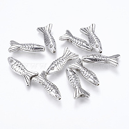 CCB Plastic Beads, Fish, Antique Silver, 29.5x14x6mm, Hole: 2mm(CCB-K003-04AS)