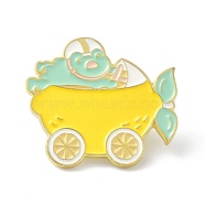 Cartoon Lemon & Frog Enamel Pin, Alloy Enamel Brooch Pin for Clothes Bags, Golden, Yellow, 26.5x30x10mm, Pin: 1mm(JEWB-P008-D03)