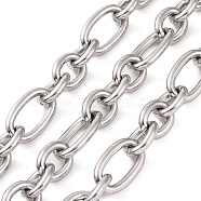 304 Stainless Steel Figaro Chains, Unwelded, with Spool, Stainless Steel Color, 17x10x2mm and 11x8.5x2mm, about 16.40 Feet(5m)/Roll(CHS-E009-02P)