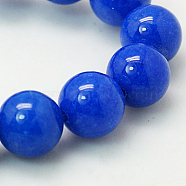 Natural Mashan Jade Round Beads Strands, Dyed, Blue, 12mm, Hole: 1mm, about 34pcs/strand, 15.7 inch(G-D263-12mm-XS08)