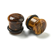 Natural Tiger Eye Ear Gauges Flesh Tunnels Plugs, 13.5x12mm(X-EJEW-P293-03A)