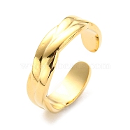 304 Stainless Steel Open Cuff Ring for Women, Real 14K Gold Plated, US Size 7 1/4(17.5mm)(RJEW-C016-19G)