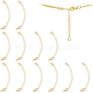 14Pcs Brass Chain Extender, with Curb Chains and Heart Charms & Lobster Claw Clasps, Real 18K Gold Plated, 67mm(KK-FH0004-87)