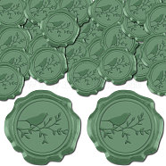 50Pcs Adhesive Wax Seal Stickers, Envelope Seal Decoration, For Craft Scrapbook DIY Gift, Olive Drab, Bird, 30mm(DIY-CP0010-53D)