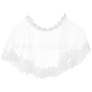 Detachable Polyester Bridal Lace Shawls, Bolero Shrug Shawl, Wedding Floral Lace Cape, White, 609x1mm, Inner Diameter: 150mm(AJEW-WH0248-17)