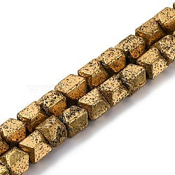 Electroplated Natural Lava Rock Beads Strands, Octagon, Faceted, Matte Style, Light Gold Plated, 6.5~7x6.5~7x6.5~7mm, Hole: 1.4mm, about 58pcs/strand, 15.75''(40cm)(G-A256-D01-01G)