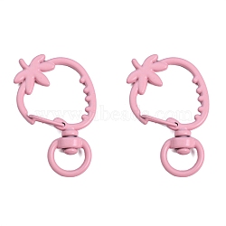 Spray Painted Strawberry Spring Ring Clasps, DIY Keychain Accessories Making Mobile Phone Chain Bag Pendant Buckle Material, Pink, 23x39mm, 2pcs/set(PW-WGB8233-07)