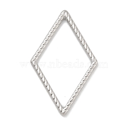 304 Stainless Steel Textured Rhombus Linking Rings, Stainless Steel Color, 30x18x1.4mm, Inner Diameter: 14.5x23mm(STAS-D197-27P)