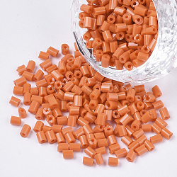 8/0 Two Cut Glass Seed Beads, Hexagon, Opaque Colours, Coral, 2.5~3x2.5mm, Hole: 0.9mm, about 15000pcs/bag(SEED-S033-01A-04)