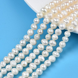 Natural Cultured Freshwater Pearl Beads Strands, Potato, Seashell Color, 5.5~6.5x6.5~8x5.5~6.5mm, Hole: 0.7mm, about 58~59pcs/strand, 13.70 inch~13.98 inch(34.8cm~35.5cm)(PEAR-N013-06B)